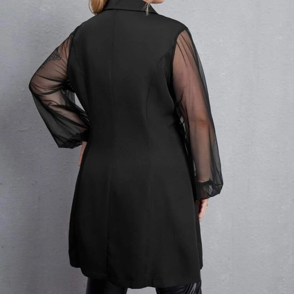 Plus mesh panel double breasted blazer - Picture 2 of 5